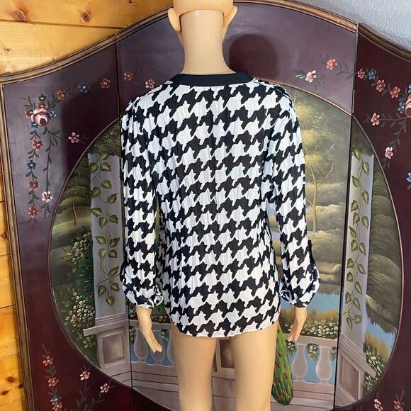 NY COLLECTION Black and White Blouse Tunic Small - Picture 2 of 4